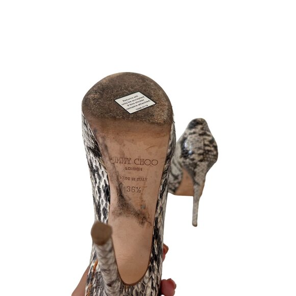 JIMMY CHOO Eleaphe Snake Print Leather Heels Size 36.5 / 6.5 - Picture 6 of 7